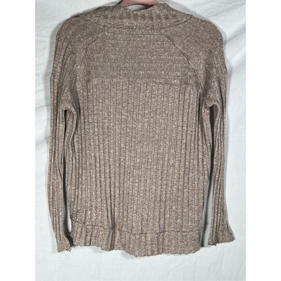 Free People Women’s Mock Neck Ribbed Pullover Sweater Taupe Size XS - Picture 7 of 7